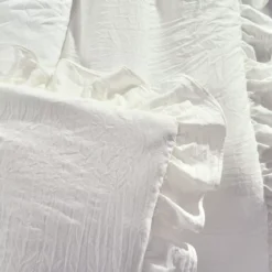 Reyna White Ruffle-Trim Crinkle Throw, (50" X 60") -Northlight Sales Store 810553549 2