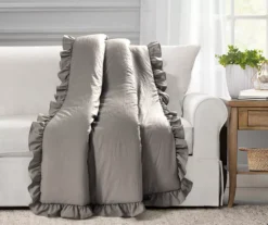 Reyna Gray Ruffle-Trim Crinkle Throw, (50" X 60")