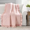 Reyna Blush Ruffle-Trim Crinkle Throw, (50" X 60")