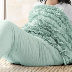 Light Blue Ruffle Sherpa Mermaid Tail Wearable Throw 15 Light Blue Ruffle Sherpa Mermaid Tail Wearable Throw -Northlight Sales Store 810553557 11