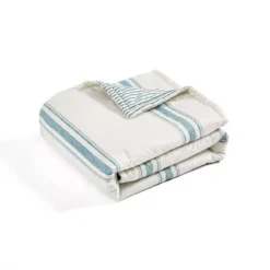 Farmhouse Beige & Blue Stripe Throw, (50" X 60") -Northlight Sales Store 810553559 41