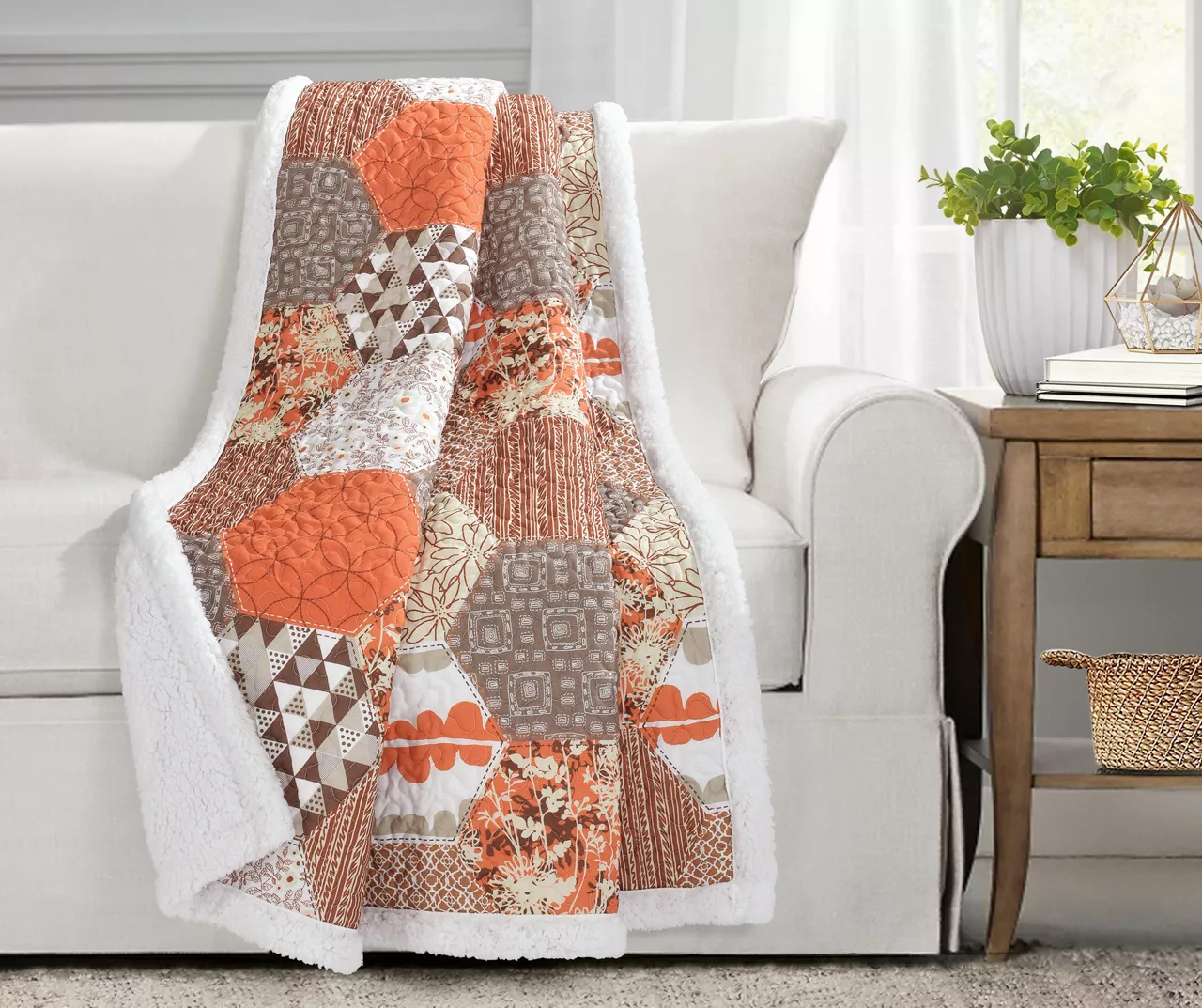 Briley Geometric Hexagon Quilted Sherpa Throw 3 Briley Geometric Hexagon Quilted Sherpa Throw