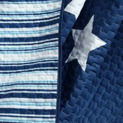 Navy & White Stars Quilted Throw, (50" X 60") -Northlight Sales Store 810553570 2