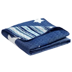 Navy & White Stars Quilted Throw, (50" X 60") -Northlight Sales Store 810553570 3