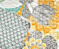 Layla Yellow & Gray Floral Quilted Throw, (50" X 60") -Northlight Sales Store 810553573 11