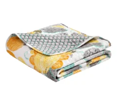 Layla Yellow & Gray Floral Quilted Throw, (50" X 60") -Northlight Sales Store 810553573 3