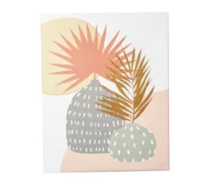 Peach & Green Modern Vases Wrapped Canvas