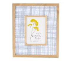 "Shine Brighter" Blue & White Floral Grid-Accent Framed Wall Plaque
