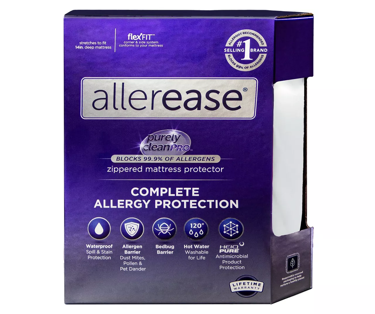 Allerease Purely Clean Pro Zippered Mattress Protector 6 Allerease Purely Clean Pro Zippered Mattress Protector - Image 4