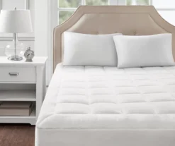 White Waterproof Down-Alternative Twin XL Mattress Pad