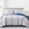 Broyhil Blue & Coral Stripe Comforter Set 2 Broyhil Blue & Coral Stripe Comforter Set -Northlight Sales Store 810558693 1 1
