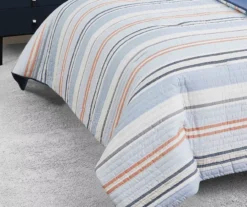 Broyhil Blue & Coral Stripe Comforter Set -Northlight Sales Store 810558693 2 1