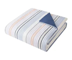 Broyhil Blue & Coral Stripe Comforter Set -Northlight Sales Store 810558693 3 1