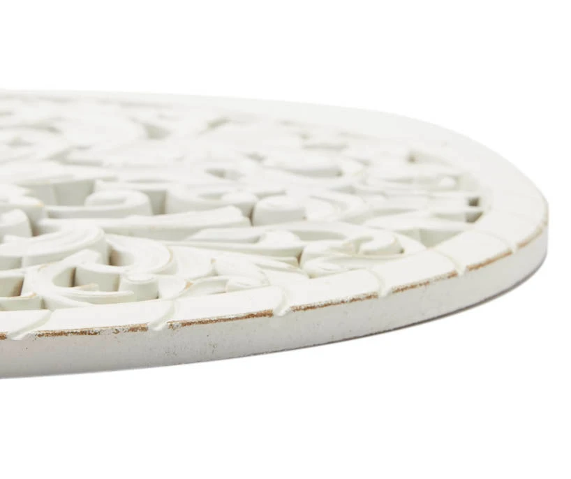 White Carved Medallion Round Wall Plaque 4 White Carved Medallion Round Wall Plaque - Image 2