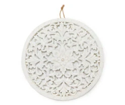 White Carved Medallion Round Wall Plaque