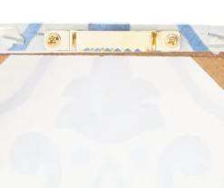 White & Blue Medallion Wrapped Canvas -Northlight Sales Store 810561493 3