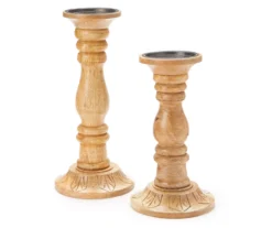 Brown Carved Wood Finial Pillar Candle Holder, (12") -Northlight Sales Store 810562061 810555808 1