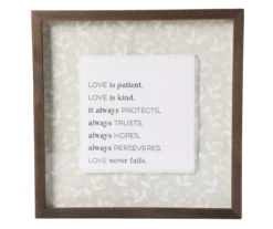 "Love Is Patient" Beige Floral Pattern Framed Wall Plaque