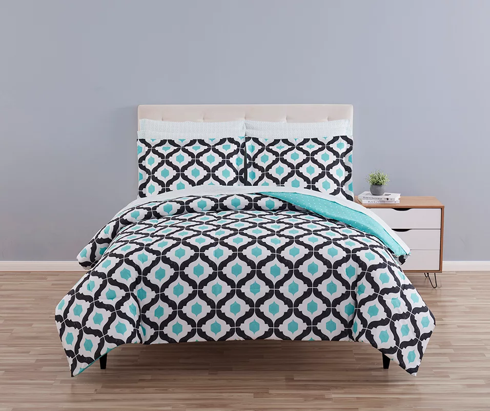 Blue & Black Arabesque Microfiber Full 9-Piece Bed-in-a-Bag Set 3 Blue & Black Arabesque Microfiber Full 9-Piece Bed-in-a-Bag Set