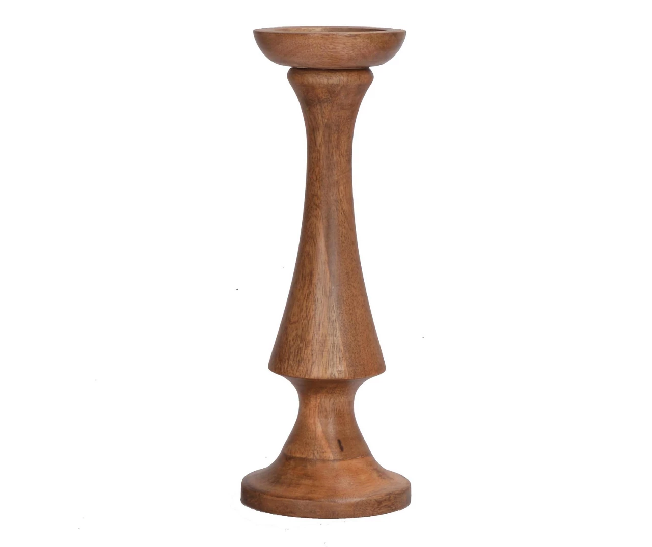 Walnut Brown Curved Pillar Candle Holder, (14") 3 Walnut Brown Curved Pillar Candle Holder, (14")