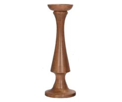 Walnut Brown Curved Pillar Candle Holder, (16")