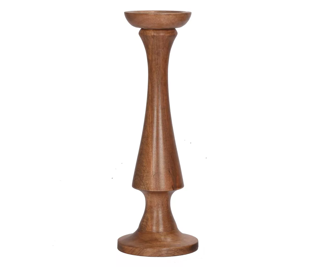 Walnut Brown Curved Pillar Candle Holder, (16") 3 Walnut Brown Curved Pillar Candle Holder, (16")