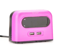 Sharp Metallic Pink Digital Alarm Clock With USB Ports -Northlight Sales Store 810567267 2