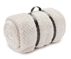 Broyhill Whisper White Chevron Embossed Velvet Blanket