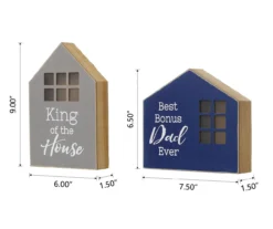 "King Of The House" & "Best Bonus Dad Ever" House 2-Piece LED Tabletop Decor Set -Northlight Sales Store 810574264 6