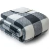 Black & White Buffalo Check Velvet & Sherpa Throw, (50" X 60") -Northlight Sales Store 810574545