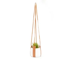 Green Artificial Succulent With White Hanging Pot