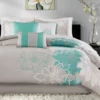 Jane Aqua & Gray Floral Queen 7-Piece Comforter Set -Northlight Sales Store 810590688 810590687 810590686 810590793 1