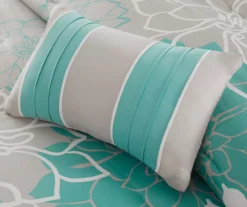 Jane Aqua & Gray Floral Queen 7-Piece Comforter Set -Northlight Sales Store 810590688 810590687 810590686 810590793 5