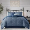 Kelan Navy Streak Patchwork Seersucker California King 7-Piece Comforter Set -Northlight Sales Store 810590761 810590862 810590861 1 2