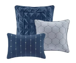 Kelan Navy Streak Patchwork Seersucker King 7-Piece Comforter Set -Northlight Sales Store 810590761 810590862 810590861 5