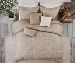 Kelan Taupe Streak Patchwork Seersucker Queen 7-Piece Comforter Set -Northlight Sales Store 810590766 810590765 810590762 3 1