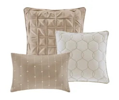 Kelan Taupe Streak Patchwork Seersucker King 7-Piece Comforter Set -Northlight Sales Store 810590766 810590765 810590762 5