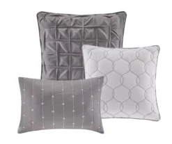 Kelan Gray Streak Patchwork Seersucker Queen 7-Piece Comforter Set -Northlight Sales Store 810590769 810590768 810590767 5 1