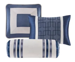 Beverly Navy & White Color Block California King 7-Piece Comforter Set 10 Beverly Navy & White Color Block California King 7-Piece Comforter Set -Northlight Sales Store 810590775 810590774 810590773 3