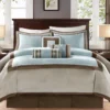 Beverly Light Blue & Brown Color Block King 7-Piece Comforter Set -Northlight Sales Store 810590778 810590777 810590776 1