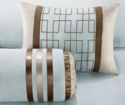 Beverly Light Blue & Brown Color Block King 7-Piece Comforter Set -Northlight Sales Store 810590778 810590777 810590776 7