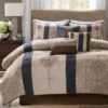 Perry Navy & Brown Medallion Jacquard Queen 7-Piece Comforter Set -Northlight Sales Store 810590784 810590783 810590782 1