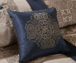 Perry Navy & Brown Medallion Jacquard Queen 7-Piece Comforter Set -Northlight Sales Store 810590784 810590783 810590782 5