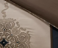 Perry Navy & Brown Medallion Jacquard King 7-Piece Comforter Set 15 Perry Navy & Brown Medallion Jacquard King 7-Piece Comforter Set -Northlight Sales Store 810590784 810590783 810590782 7 1