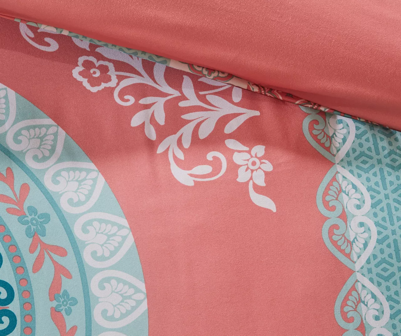 Blaire Coral & Aqua Boho Medallion Twin 8-Piece Comforter Set 13 Blaire Coral & Aqua Boho Medallion Twin 8-Piece Comforter Set - Image 11