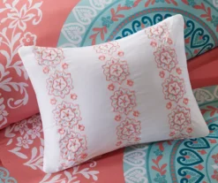Blaire Coral & Aqua Boho Medallion Twin 8-Piece Comforter Set 21 Blaire Coral & Aqua Boho Medallion Twin 8-Piece Comforter Set -Northlight Sales Store 810590806 810590805 810590804 810590803 9 1