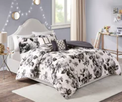 Hannah White & Black Floral Duvet Cover Set 15 Hannah White & Black Floral Duvet Cover Set -Northlight Sales Store 810590809 810590808 810590807 2