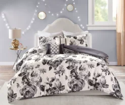 Hannah White & Black Floral Comforter Set