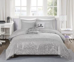 Nova Gray & Silver Metallic Triangle Full/Queen 5-Piece Comforter Set
