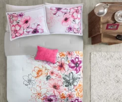 Skye White & Pink Floral King/California King 5-Piece Comforter Set 13 Skye White & Pink Floral King/California King 5-Piece Comforter Set -Northlight Sales Store 810590830 810590829 810590826 3